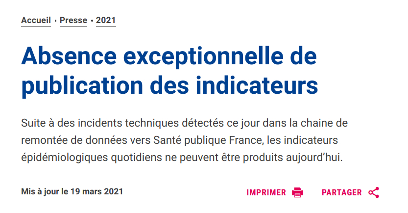 本日無 Santé publique France 數據截圖（公告網頁連結）